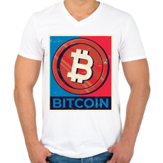 PRINTFASHION Bitcoin - Férfi V-nyakú póló - Fehér