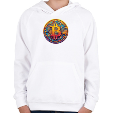 PRINTFASHION Bitcoin - Gyerek kapucnis pulóver - Fehér
