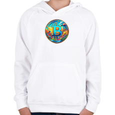 PRINTFASHION Bitcoin - Gyerek kapucnis pulóver - Fehér