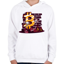 PRINTFASHION Bitcoin király - Gyerek kapucnis pulóver - Fehér gyerek pulóver, kardigán