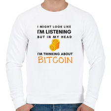 PRINTFASHION Bitcoin My Head - Férfi pulóver - Fehér férfi pulóver, kardigán