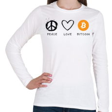 PRINTFASHION Bitcoin Peace - Női hosszú ujjú póló - Fehér