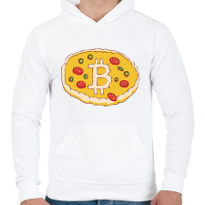 PRINTFASHION Bitcoin pizza - Férfi kapucnis pulóver - Fehér férfi pulóver, kardigán