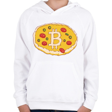 PRINTFASHION Bitcoin pizza - Gyerek kapucnis pulóver - Fehér