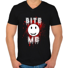 PRINTFASHION bite me - Férfi V-nyakú póló - Fekete férfi póló