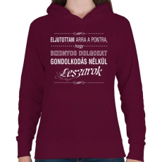 PRINTFASHION bizonyos-dolgokat-1-white - Női kapucnis pulóver - Bordó