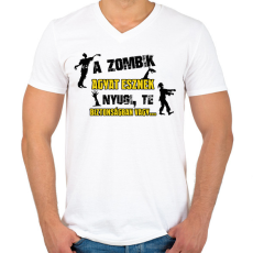 PRINTFASHION Biztonságban vagy... - Férfi V-nyakú póló - Fehér