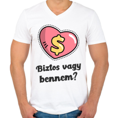 PRINTFASHION Biztos vagy bennem - Férfi V-nyakú póló - Fehér