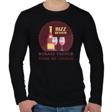 PRINTFASHION Bízz bennem - Borász vagyok - Férfi hosszú ujjú póló - Fekete