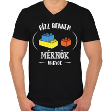 PRINTFASHION Bízz bennem - Mérnök - Férfi V-nyakú póló - Fekete férfi póló
