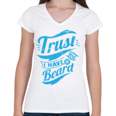PRINTFASHION Bízz bennem, van szakállam - Női V-nyakú póló - Fehér