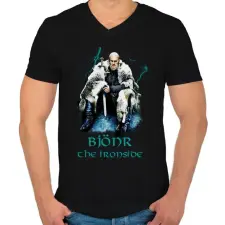 PRINTFASHION BJÖRN THE IRONSIDE - Férfi V-nyakú póló - Fekete férfi póló