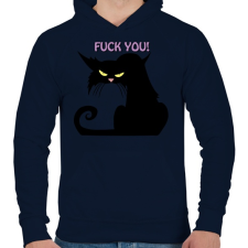 PRINTFASHION Black cat - Férfi kapucnis pulóver - Sötétkék férfi pulóver, kardigán