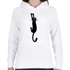 PRINTFASHION Black cat - Női kapucnis pulóver - Fehér