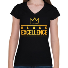 PRINTFASHION Black excellence - Női V-nyakú póló - Fekete