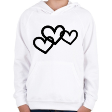 PRINTFASHION Black hearts - Gyerek kapucnis pulóver - Fehér gyerek pulóver, kardigán
