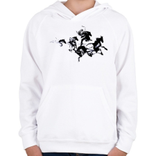 PRINTFASHION Black horses - Gyerek kapucnis pulóver - Fehér gyerek pulóver, kardigán