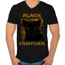 PRINTFASHION BLACK PANTHER - Férfi V-nyakú póló - Fekete férfi póló