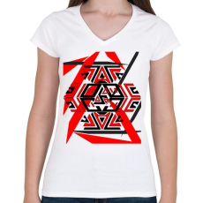 PRINTFASHION black&red1 - Női V-nyakú póló - Fehér