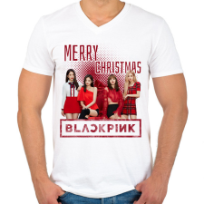 PRINTFASHION Blackpink Karácsony - Férfi V-nyakú póló - Fehér férfi póló
