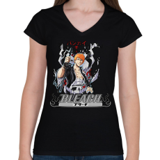 PRINTFASHION Bleach Kurosaki Ichigo Bankai - Női V-nyakú póló - Fekete