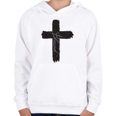 PRINTFASHION BlessedBlack - Gyerek kapucnis pulóver - Fehér