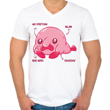 PRINTFASHION Blobfish anatómia - Férfi V-nyakú póló - Fehér férfi póló