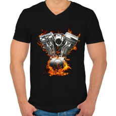 PRINTFASHION BLOCK BURN - Férfi V-nyakú póló - Fekete