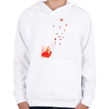 PRINTFASHION Blowing butterflies - Gyerek kapucnis pulóver - Fehér gyerek pulóver, kardigán