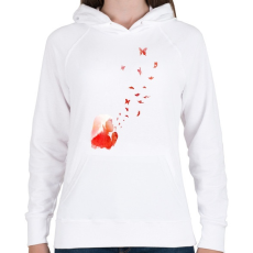 PRINTFASHION Blowing butterflies - Női kapucnis pulóver - Fehér