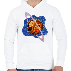 PRINTFASHION Blue cat planet - Férfi kapucnis pulóver - Fehér
