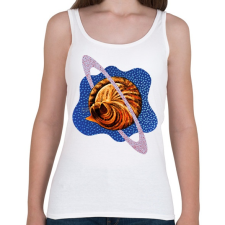 PRINTFASHION Blue cat planet - Női atléta - Fehér női trikó