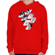 PRINTFASHION Blue Exorcist - Gyerek kapucnis pulóver - Piros