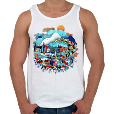PRINTFASHION Blue landscape - Férfi atléta - Fehér