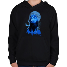PRINTFASHION blue lion - Gyerek kapucnis pulóver - Fekete gyerek pulóver, kardigán
