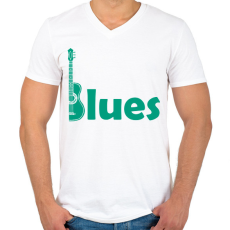 PRINTFASHION Blues - gitár - Férfi V-nyakú póló - Fehér
