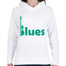 PRINTFASHION Blues - gitár - Női kapucnis pulóver - Fehér