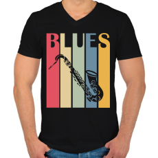PRINTFASHION Blues music - Férfi V-nyakú póló - Fekete