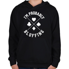 PRINTFASHION Bluffing - Gyerek kapucnis pulóver - Fekete