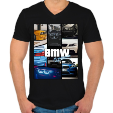 PRINTFASHION BMW 4 life - Férfi V-nyakú póló - Fekete férfi póló