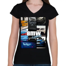 PRINTFASHION BMW 4 life - Női V-nyakú póló - Fekete