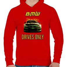 PRINTFASHION BMW-DRIVES ONLY - Férfi kapucnis pulóver - Piros