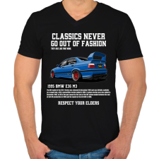 PRINTFASHION Bmw E36 M3 - Férfi V-nyakú póló - Fekete férfi póló