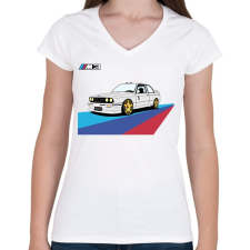 PRINTFASHION BMW M3 - Női V-nyakú póló - Fehér női póló