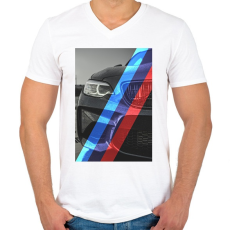 PRINTFASHION BMW M - Férfi V-nyakú póló - Fehér