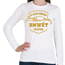 PRINTFASHION BMWés sofőr - Női hosszú ujjú póló - Fehér női póló