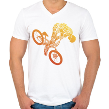 PRINTFASHION BMX - Férfi V-nyakú póló - Fehér férfi póló