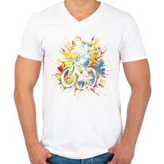 PRINTFASHION BMX - Férfi V-nyakú póló - Fehér
