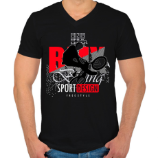 PRINTFASHION Bmx - Férfi V-nyakú póló - Fekete