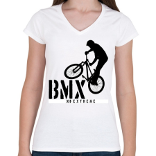 PRINTFASHION Bmx - Női V-nyakú póló - Fehér női póló